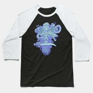 skull of pirate captain with saber in jaw Baseball T-Shirt